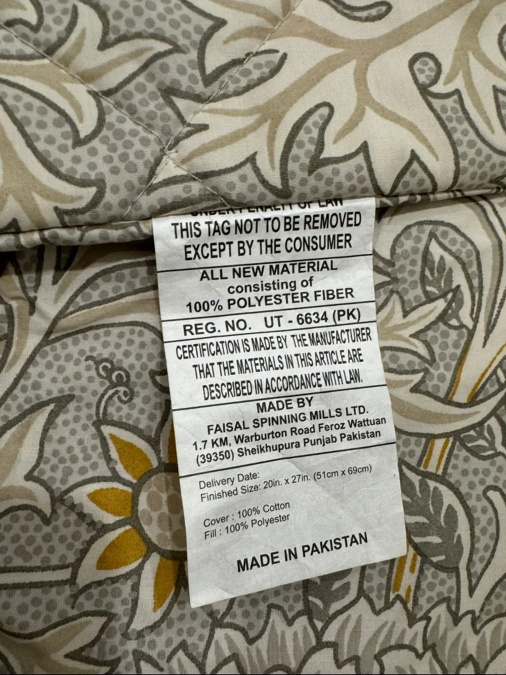 2 William Morris Double Bough Floral Quilted Pillow Shams  ( Standard size )
